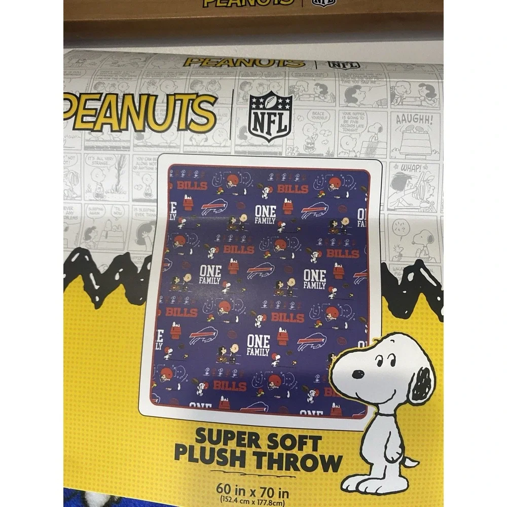 Peanuts Buffalo Bills NFL Soft Plush Throw Blanket 60 X 70 NWT BLUE Snoopy New